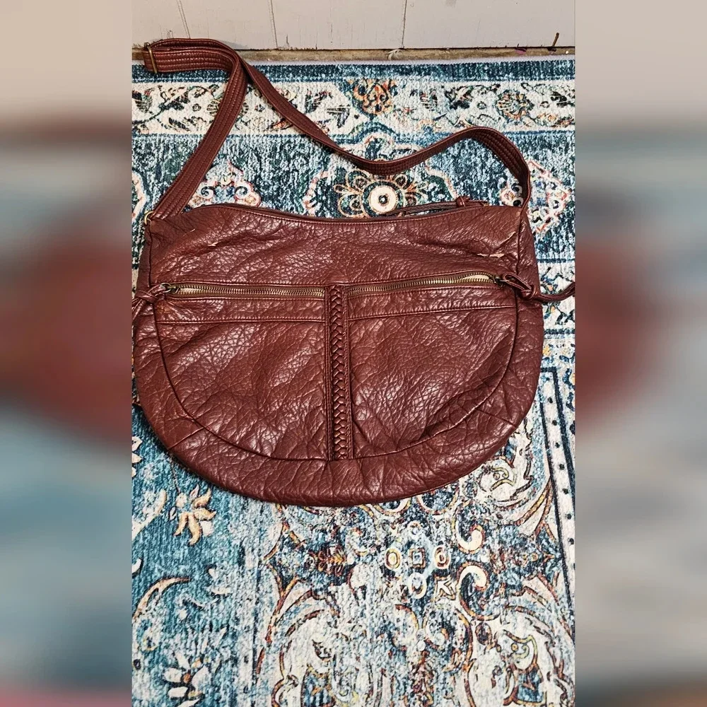 Vintage Hobo Leather Burgundy Bag Purse